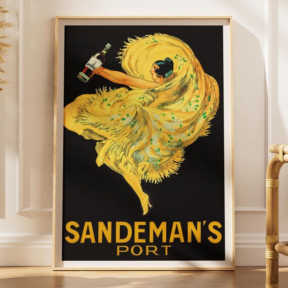 Sandemans Port Vintage Spanish Wine Ad Dancing Woman Yellow Shawl Poster