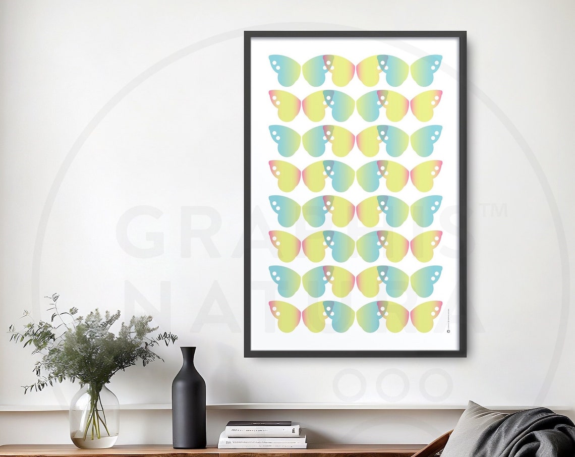 Sunny Gradient Butterfly Grid Poster Colorful Modern Insect Art - Image 4