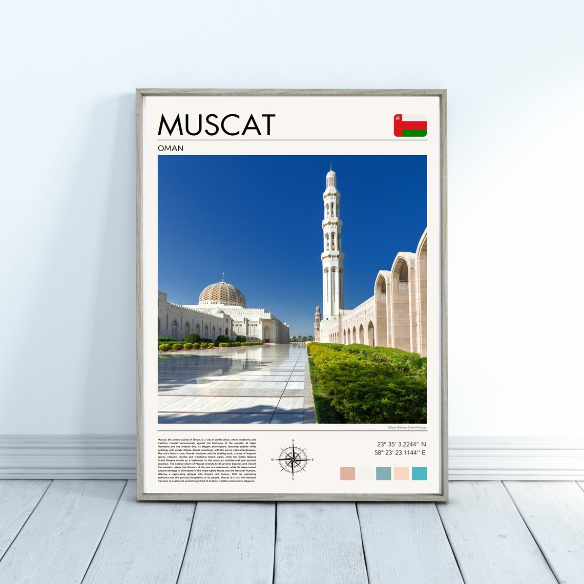 Muscat Oman Sultan Qaboos Grand Mosque Architecture Travel Poster - Image 4