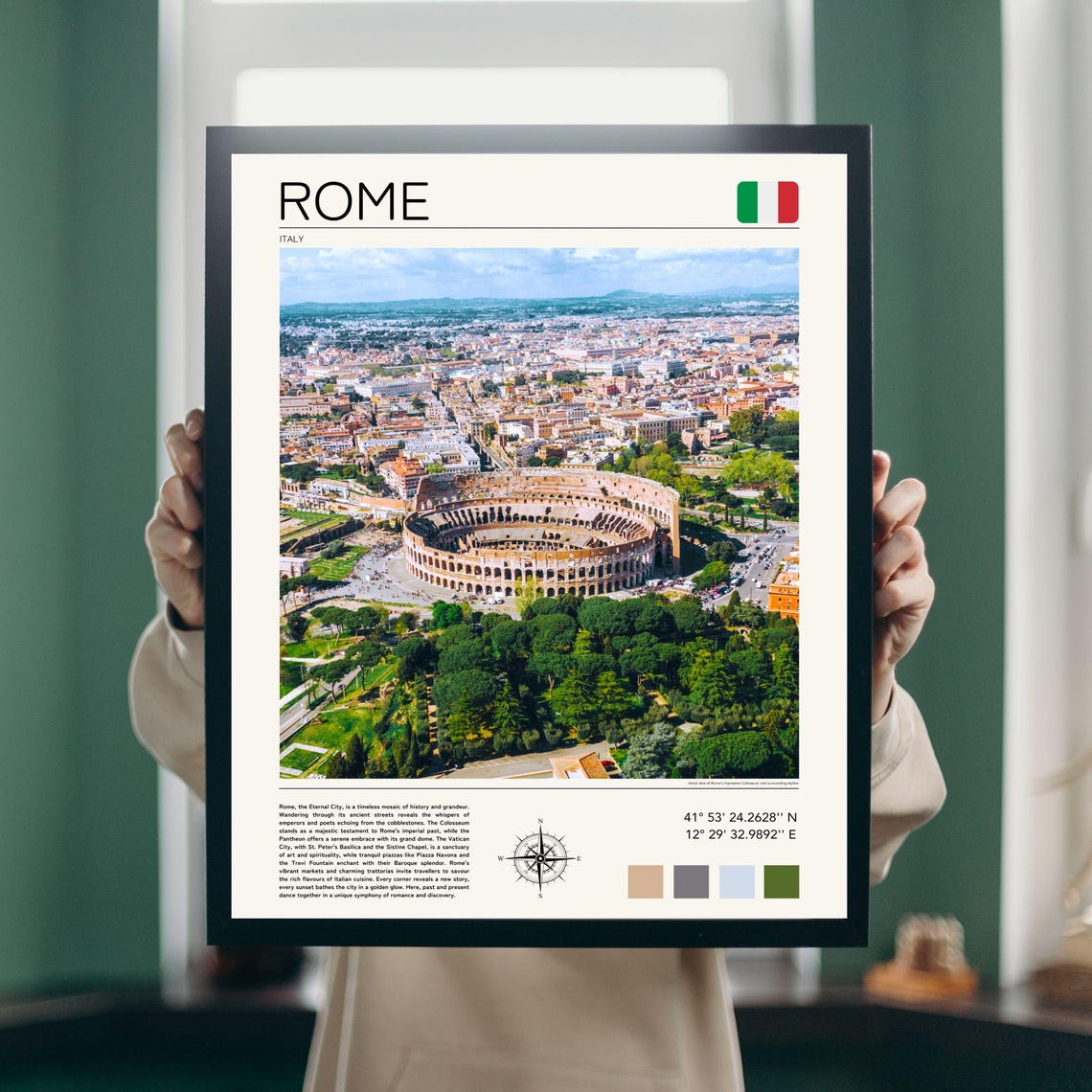 Rome Italy Ancient Colosseum Aerial Minimalist Travel Poster - Image 3