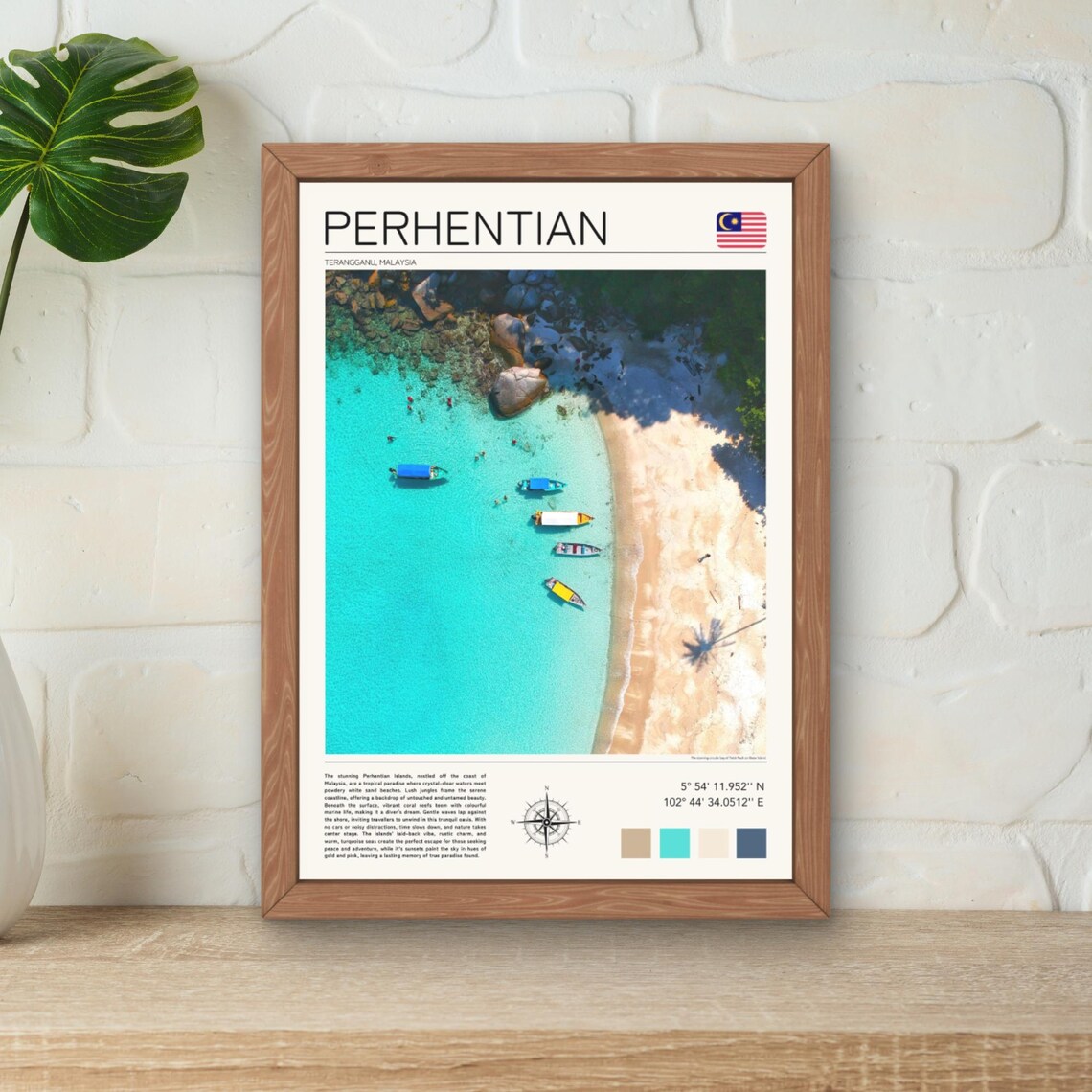 Perhentian Islands Malaysia Aerial Beach Boats Turquoise Bay Poster
