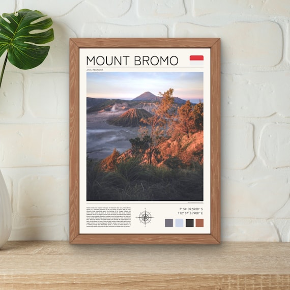 Mount Bromo Print Java Wall Art Mount Bromo Poster Indonesia Travel Art Bromo Wall Art Java Indonesia Art Volcano Print Bromo Travel