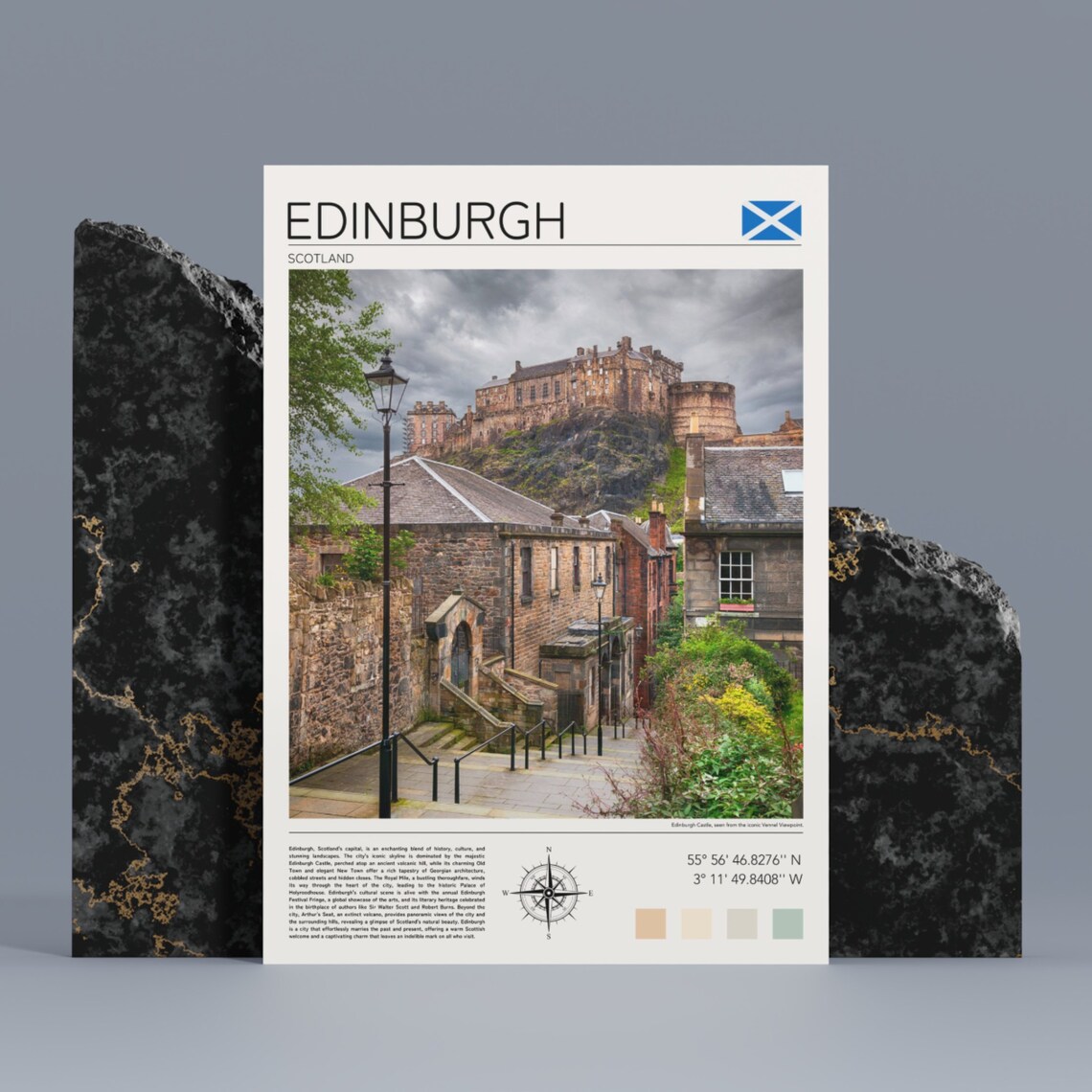 Edinburgh Scotland Castle Old Town Royal Mile Historic Travel Poster - Image 4