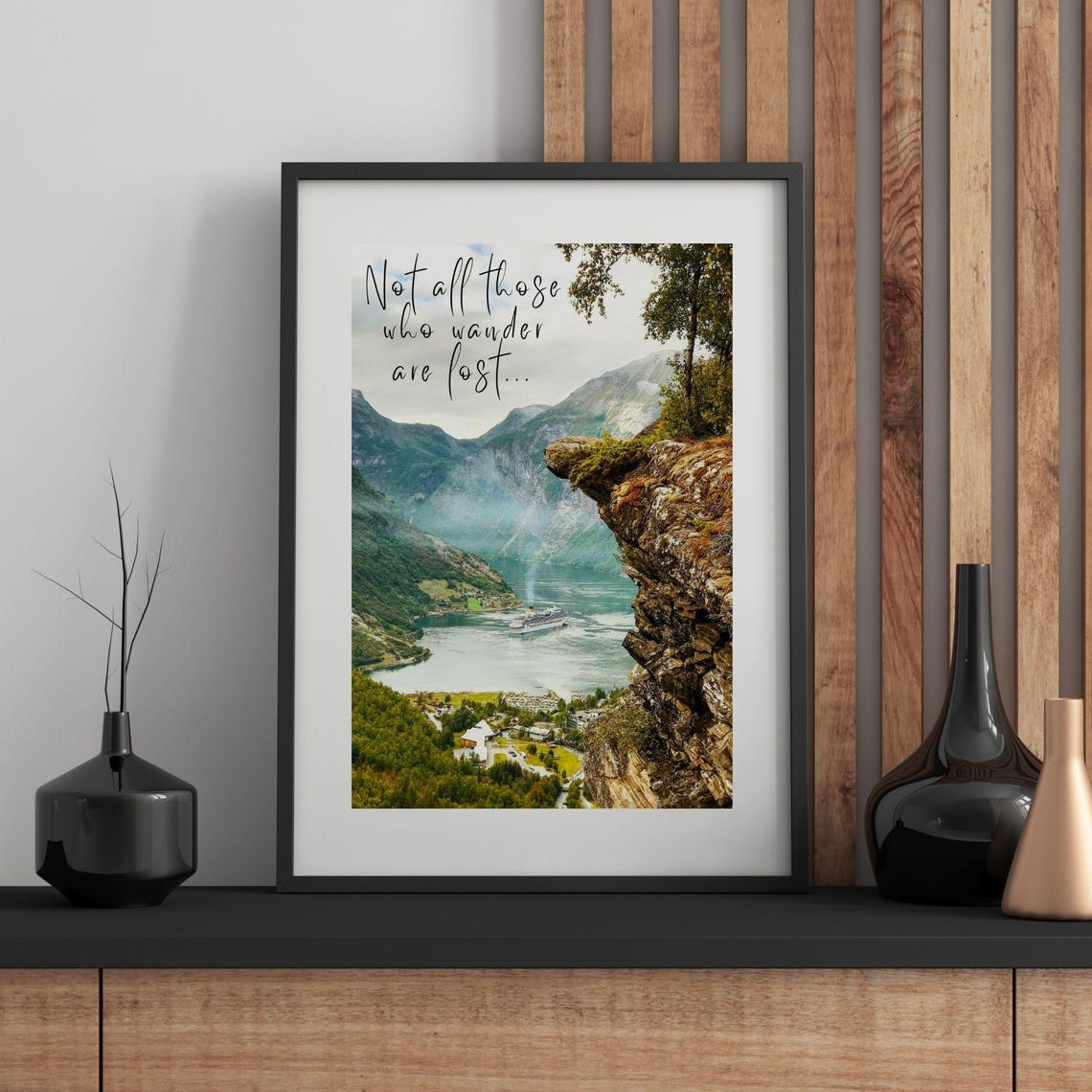 Not All Those Who Wander Are Lost Fjord Mountain Quote Poster - Image 3