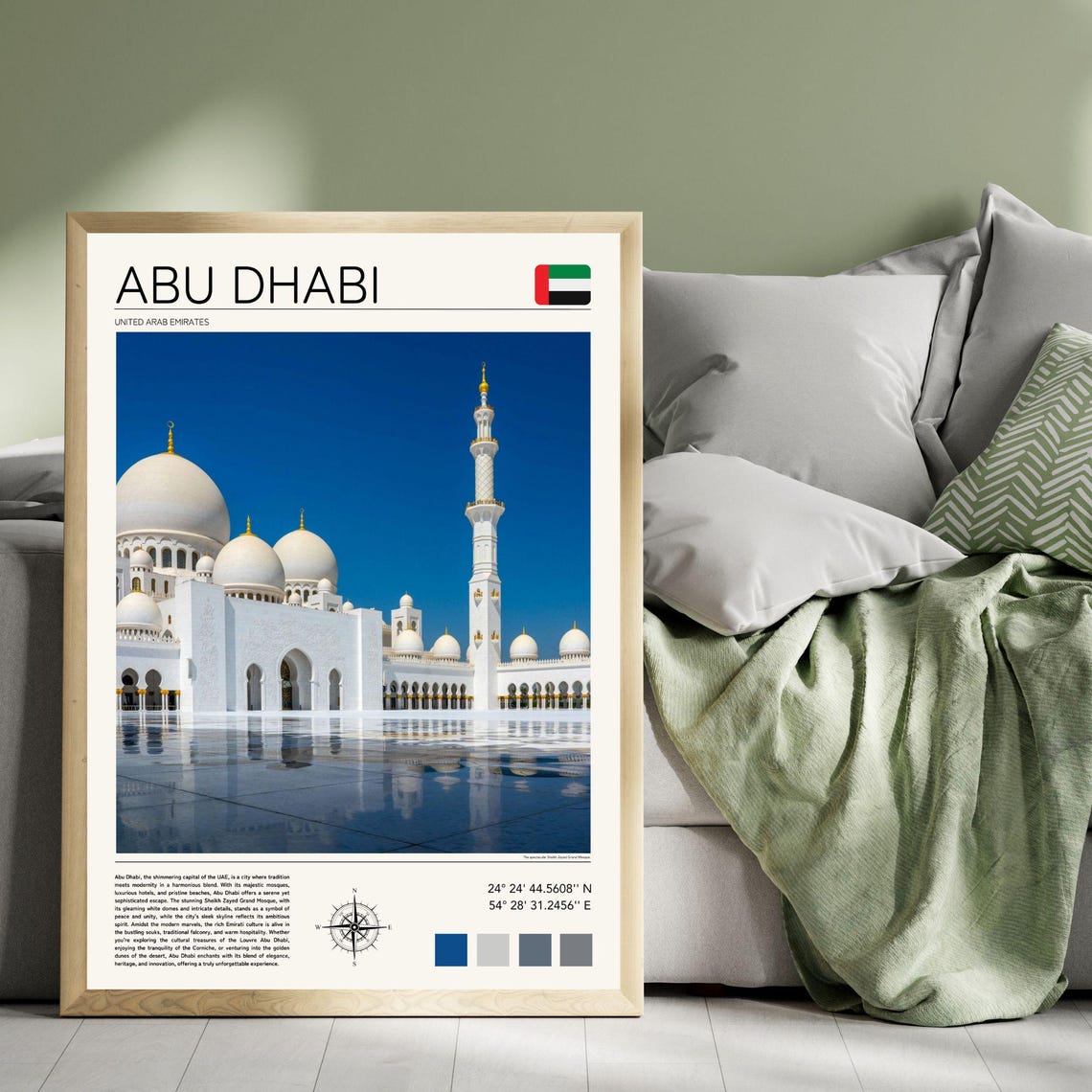 Abu Dhabi Sheikh Zayed Grand Mosque UAE Landmark Travel Poster - Image 4