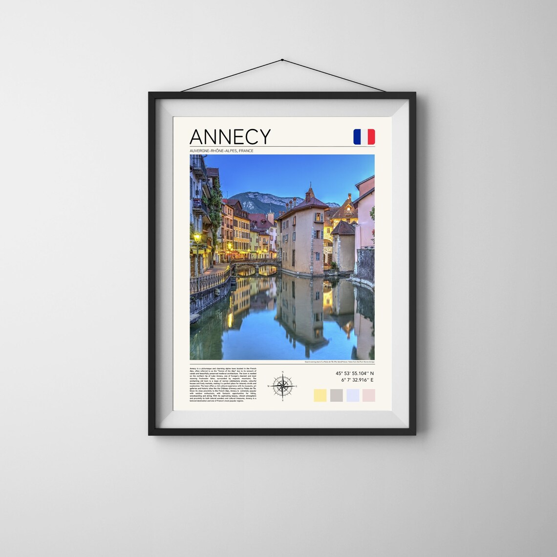 Annecy France Canal Old Town Evening Lights Alpine Lake Travel Poster - Image 4