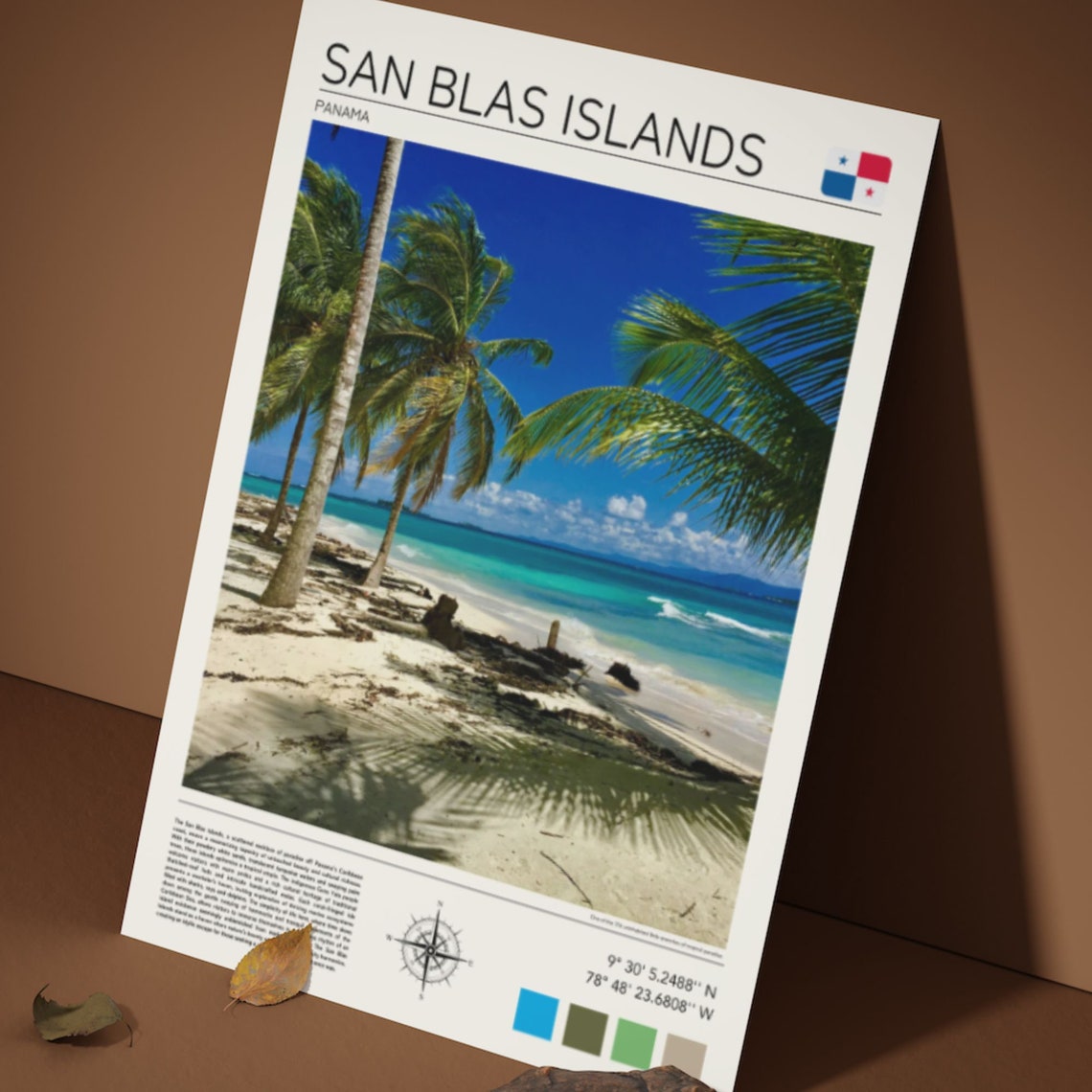 San Blas Islands Panama Palm Trees White Sand Caribbean Poster - Image 3