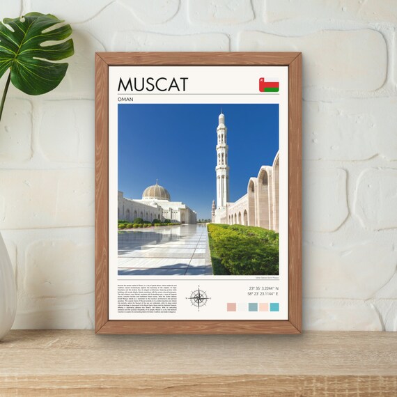 Muscat Oman Sultan Qaboos Grand Mosque Architecture Travel Poster