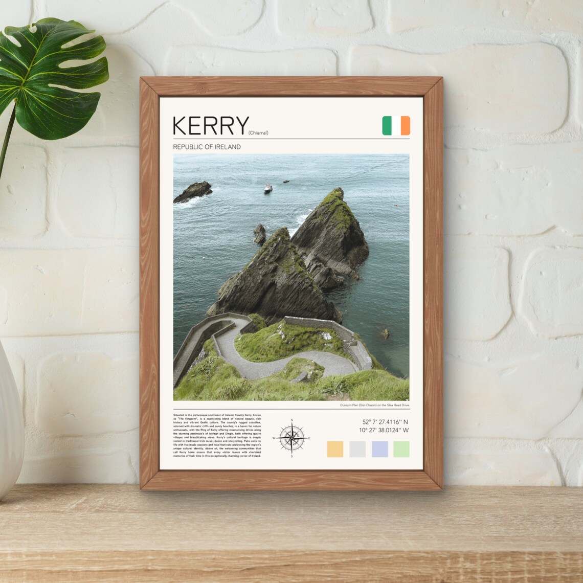 Kerry Ireland Dunquin Pier Sea Stacks Wild Atlantic Minimalist Travel Poster