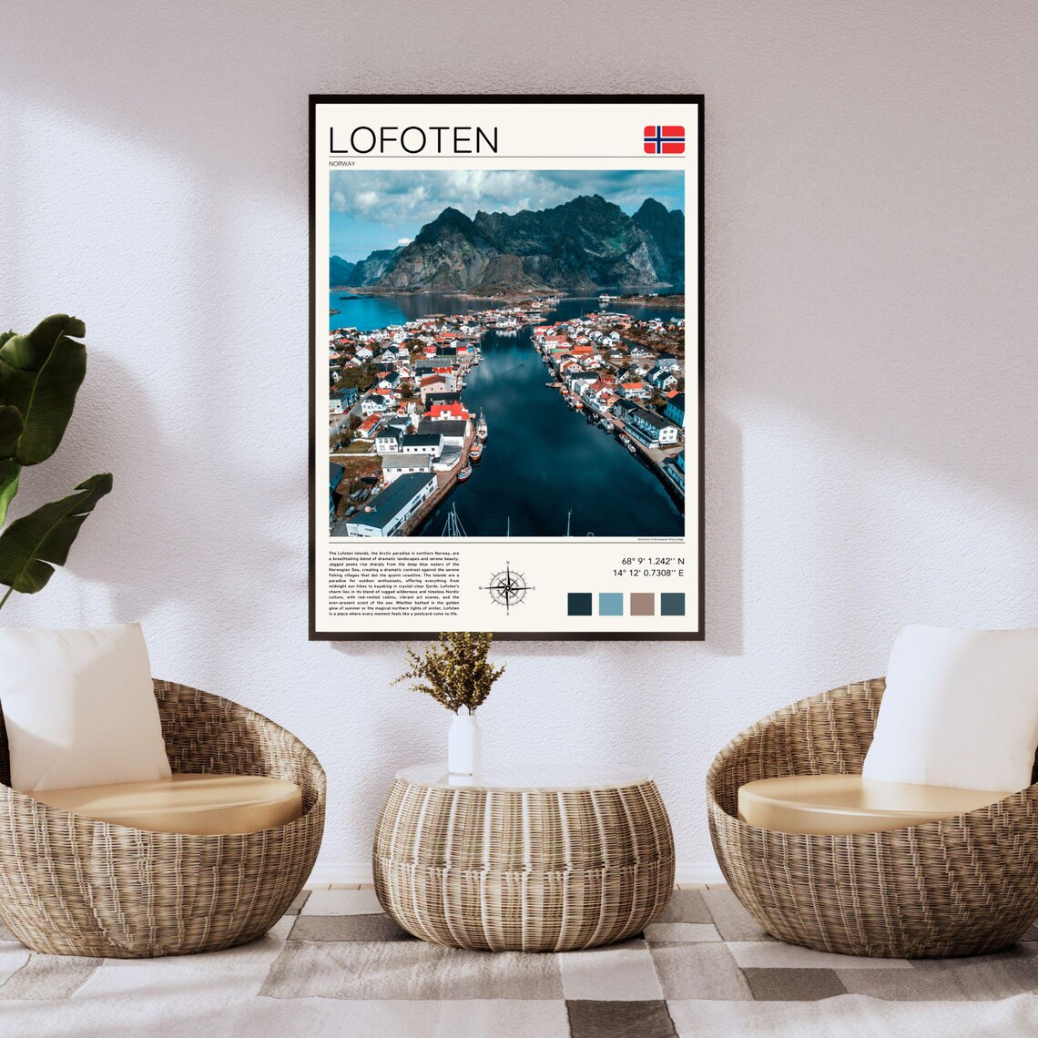 Lofoten Norway Fishing Village Fjord Mountains Arctic View Poster - Image 3