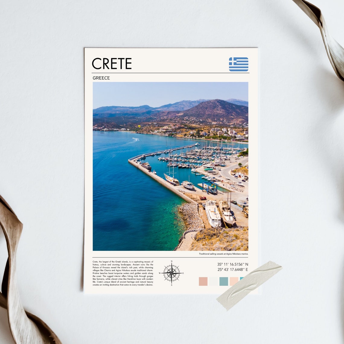 Crete Greece Agios Nikolaos Marina Sailing Boats Harbor View Poster - Image 5