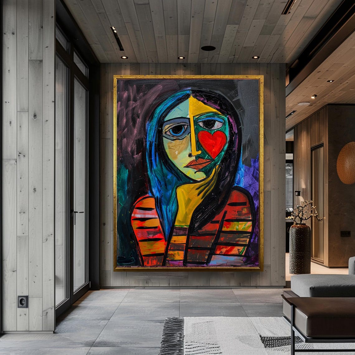 Picasso Style Art Abstract Decor Interior Design Modern Art Black Framed Art Contemporary Art Extra Large Wall Art Black Art Print - Image 5
