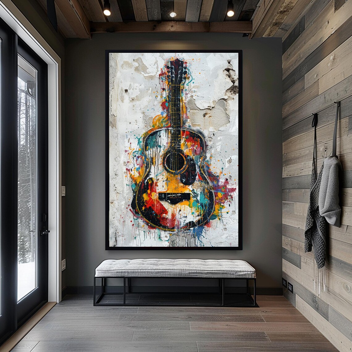 Guitar Abstract Modern Art Print, Music Room Decor - Image 3