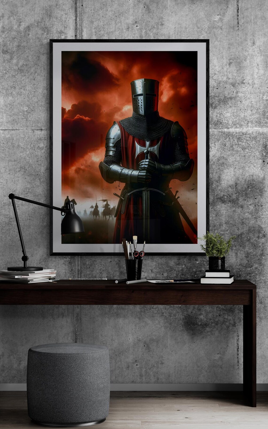 Knights Templar Medieval Decor, Crusader Warrior Artwork - Image 5