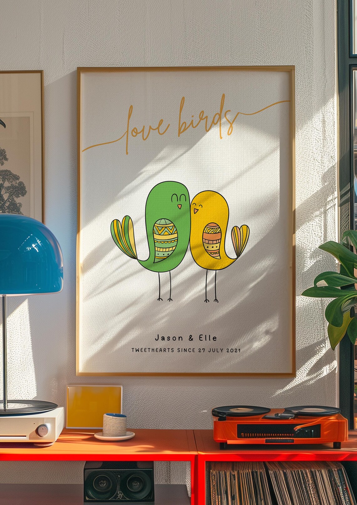 Custom Love Birds Artwork, Romantic Office Decor - Image 3
