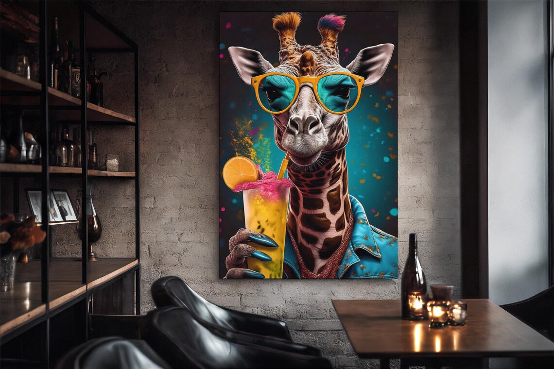Funky Giraffe Pop Art Poster, Retro Safari Decor - Image 2