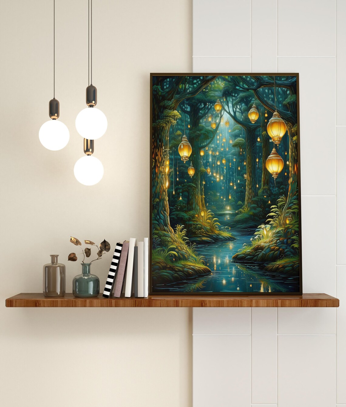 Enchanted Forest, Fantasy Lantern Landscape Print - Image 6