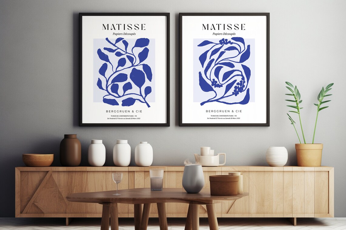 Matisse Inspired Blue Botanical, Minimalist Art Print - Image 4