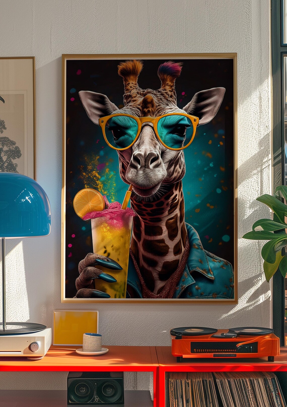 Funky Giraffe Pop Art Poster, Retro Safari Decor - Image 3