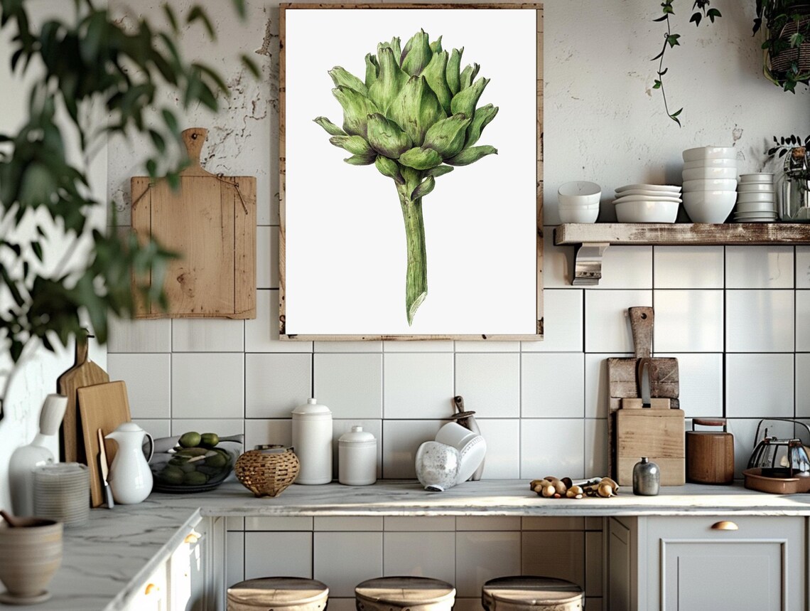 Vintage Botanical Artichoke, French Country Decor - Image 6