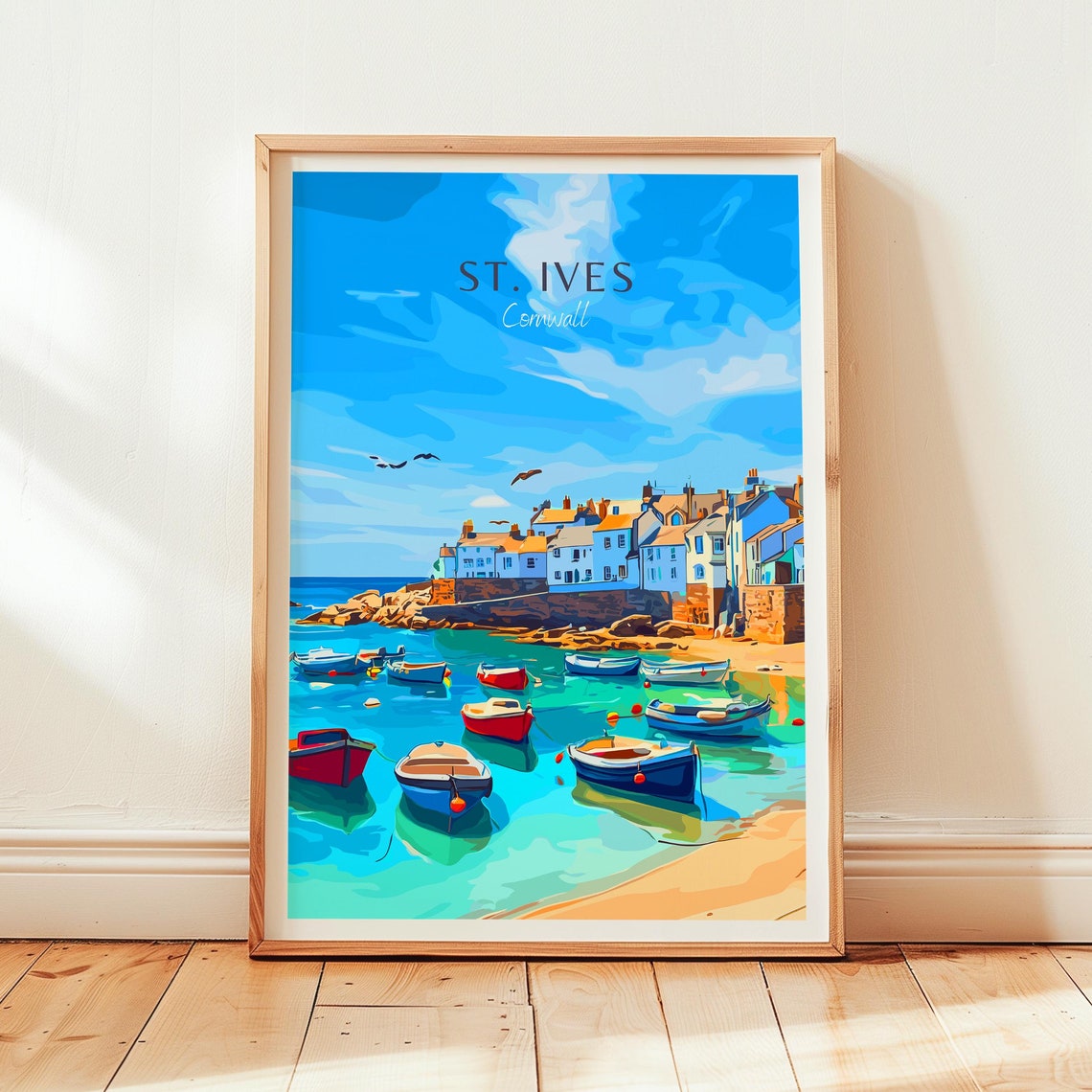 St Ives Cornwall Harbor Fishing Boats Seaside Vintage Travel Poster
