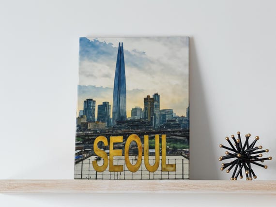 Seoul Watercolor Art Canvas Korea Travel Prints Asia Poster City Skyline Souvenir Wall