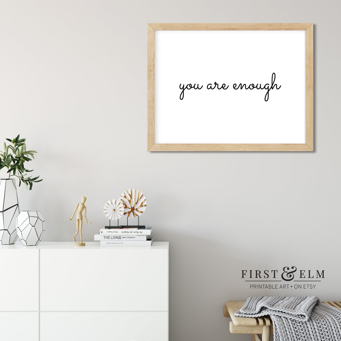 You Are Enough Simple Script Minimalist Inspirational Quote Poster - Image 3