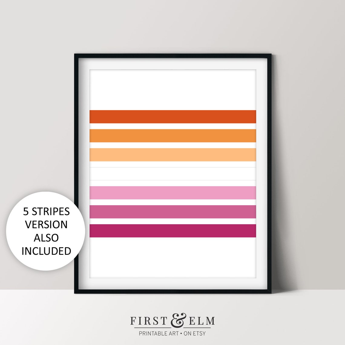 Lesbian Pride Flag Minimalist Stripe Poster Warm Tone Home Decor
