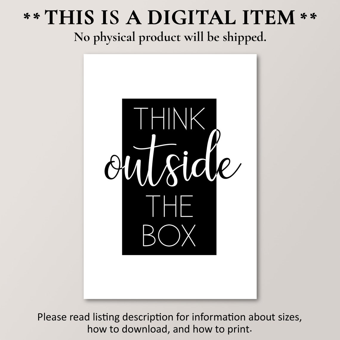 Think Outside The Box Motivational Quote Black Rectangle Art Poster - Image 4