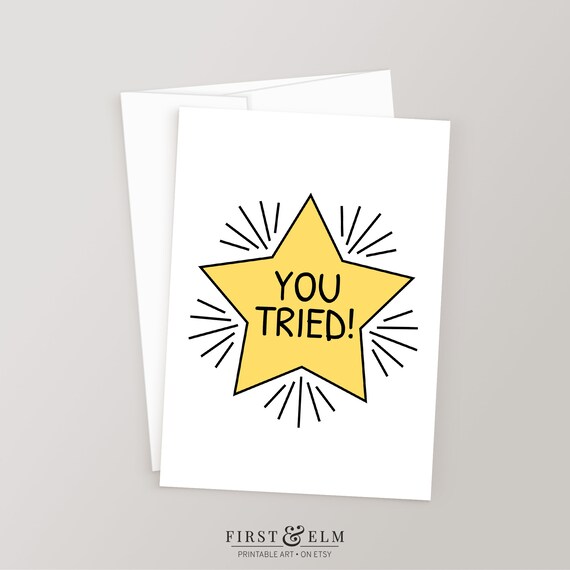 You Tried Funny Greeting Card Humorous Encouragement For Friend