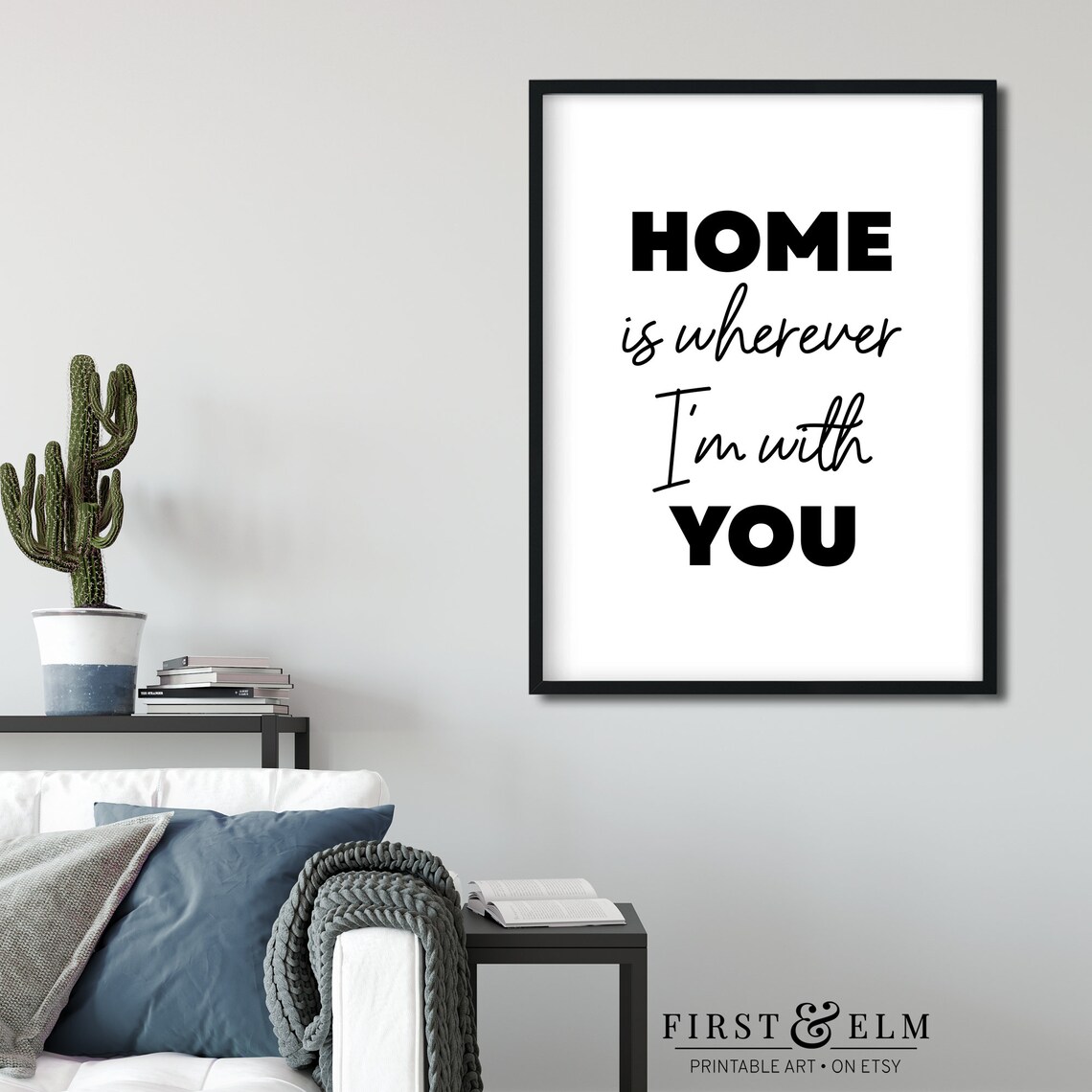 Home Is Wherever Im With You Romantic Couple Bedroom Art Print - Image 3