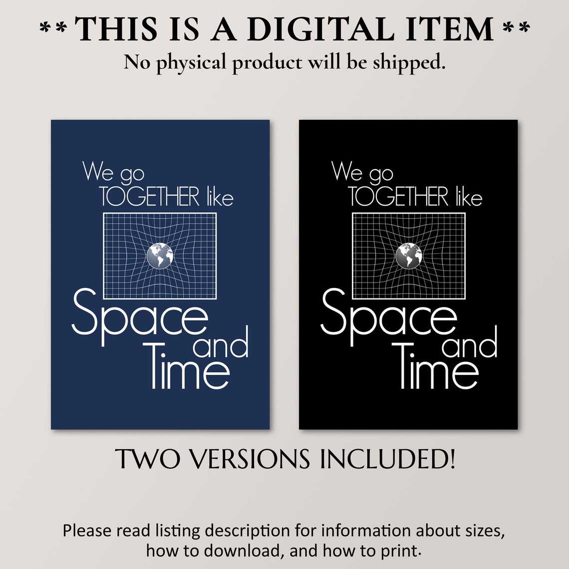We Go Together Like Space And Time Nerdy Science Couple Art Print - Image 4