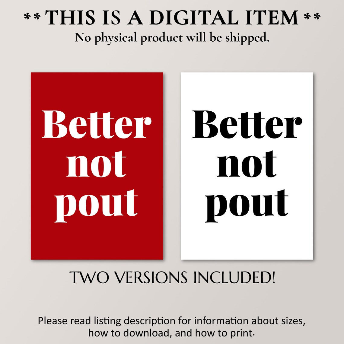 Better Not Pout Funny Red Christmas Santa Quote Holiday Poster - Image 2