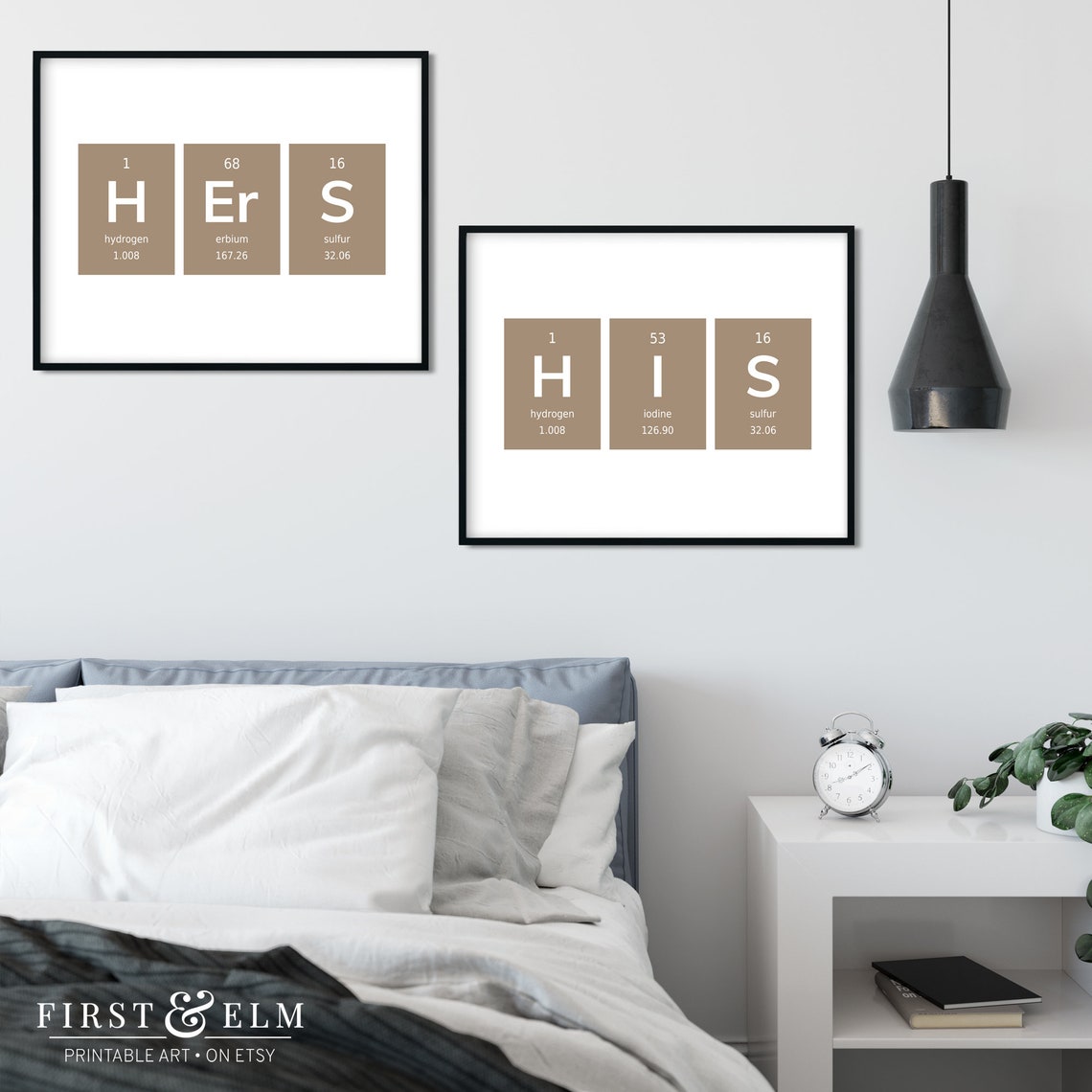 His and Hers Periodic Table Elements Nerdy Couple Gift Pair Poster - Image 3