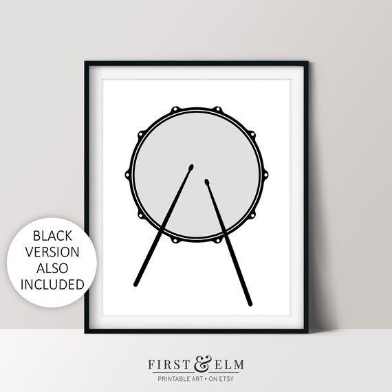 Snare Drum Minimalist Black White Music Studio Drummer Gift Art Print