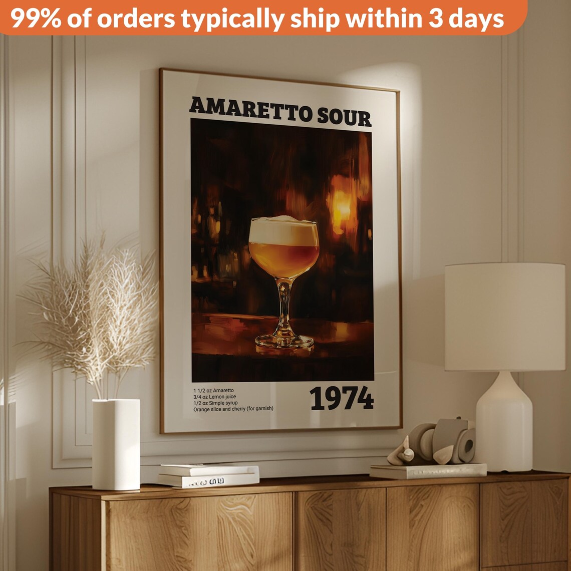 Vintage Amaretto Sour Cocktail Recipe, Bar Kitchen - Image 2