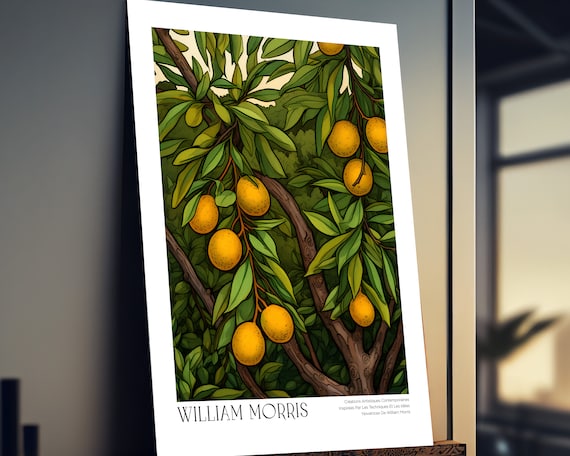 William Morris Lemon Botanical Poster, Floral Art Print