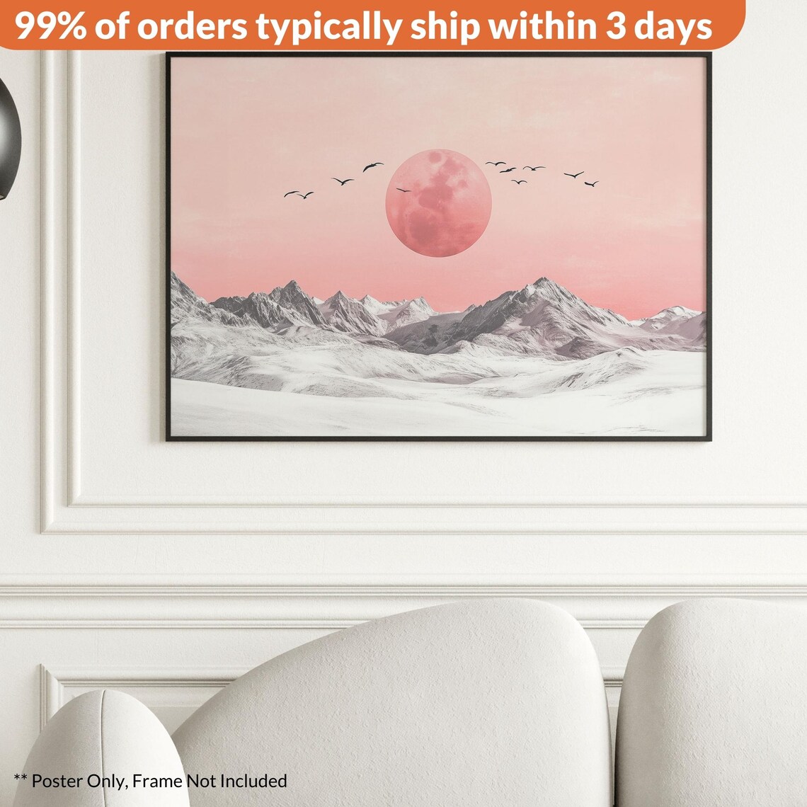 Hokusai Pink Landscape, Japanese Woodblock Art Print