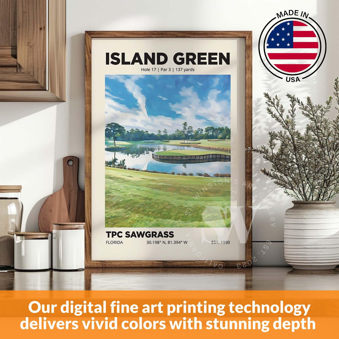 Island Green Retro Beach Art Print