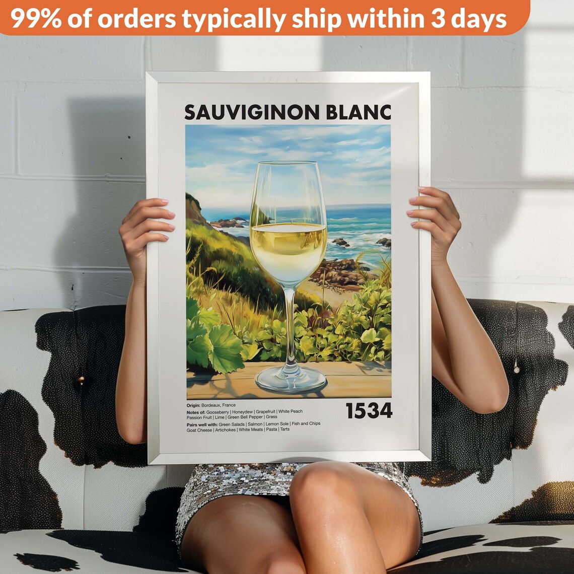Vintage Sauvignon Blanc White Wine Bar Art Print - Image 2