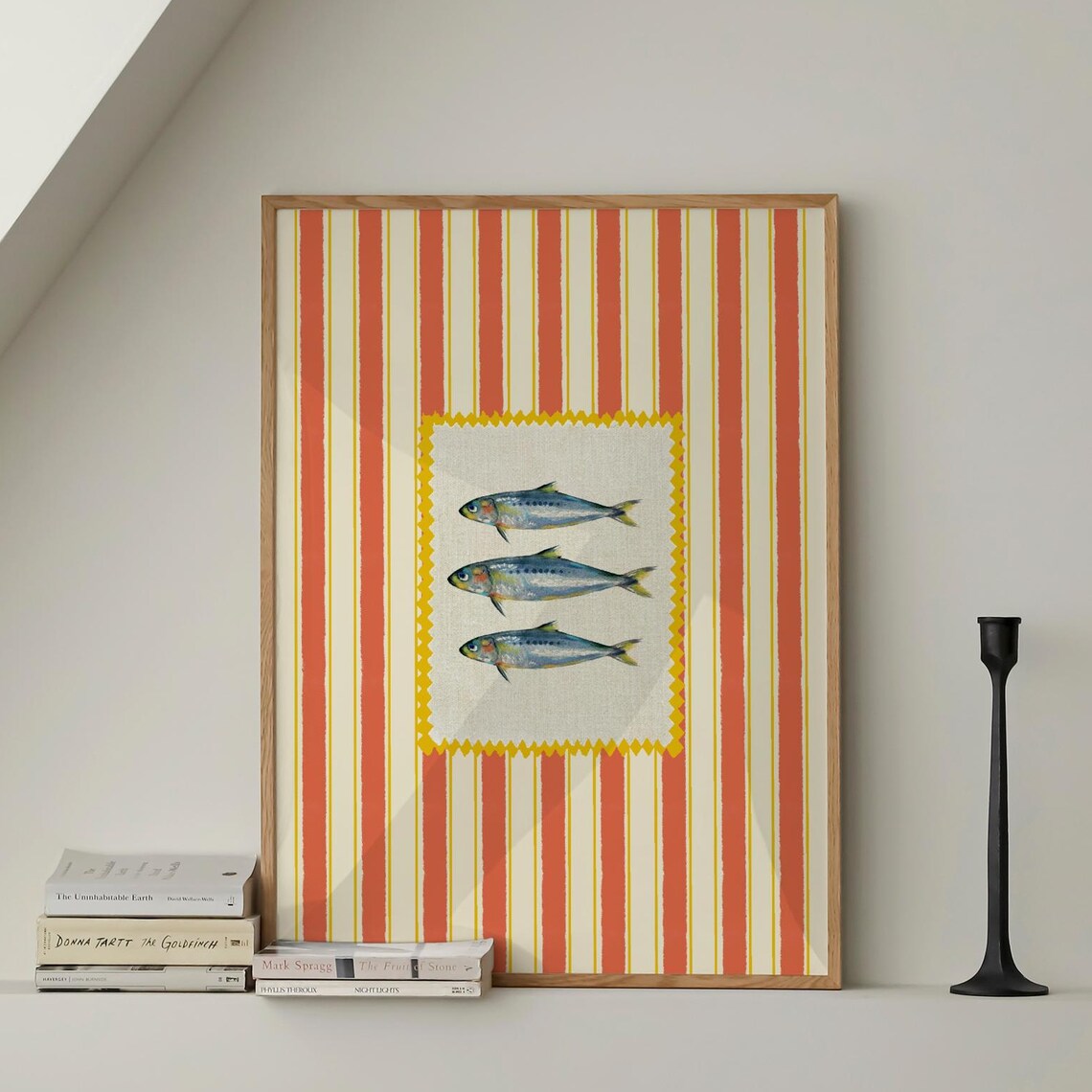 Vintage Sardines Fish Print, Retro Kitchen Art