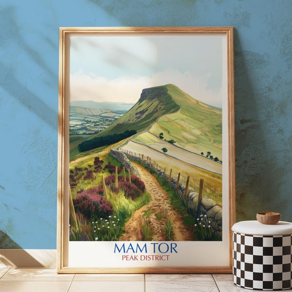 Mam Tor Art Print Peak District Landscape Wall Countryside Illustration