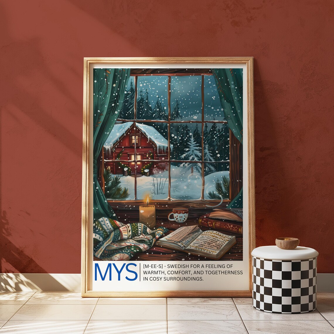 Swedish Winter Cabin Nordic Home Decor Art Print