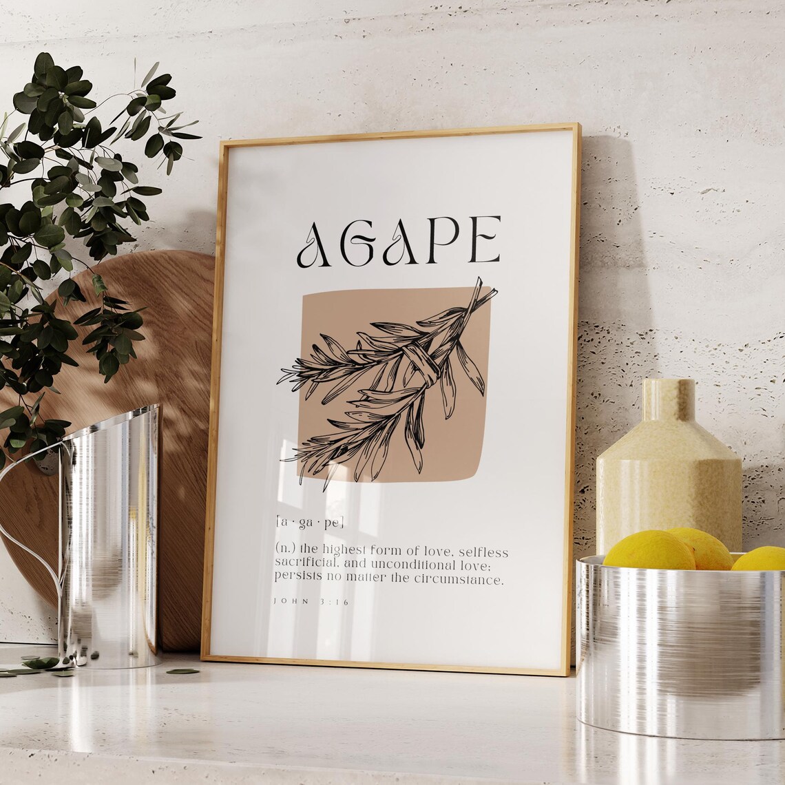 Agape Definition Christian Word Art, Minimalist Boho