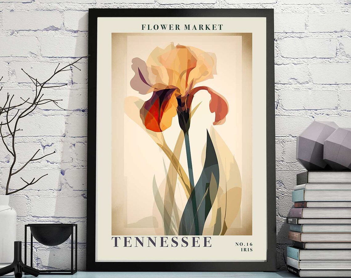 Tennessee Iris Translucent Warm Bloom Botanical Flower Market Poster