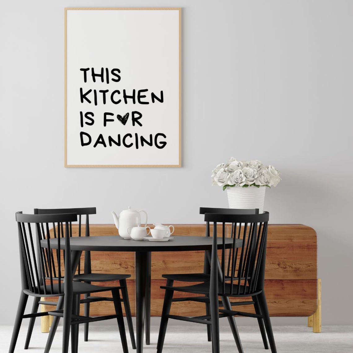 This Kitchen Is For Dancing Playful Heart Kitchen Decor Poster - Image 3