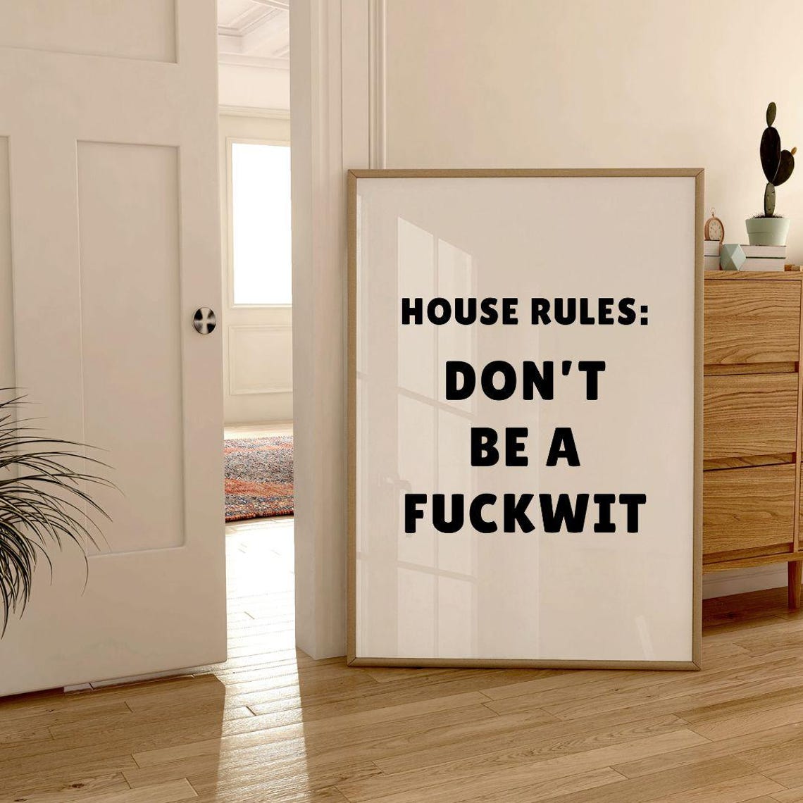 House Rules Dont Be a Fuckwit Funny Explicit Typography Poster - Image 3