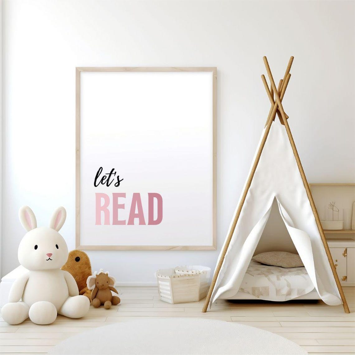 Lets Read Pink Ombre Script Reading Nook Library Decor Poster - Image 2
