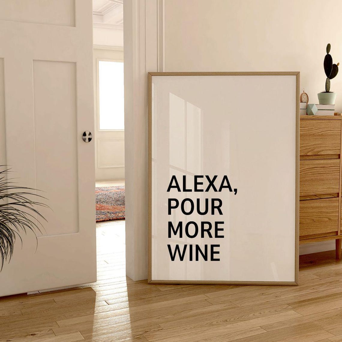 Alexa Pour More Wine Bold Black Typography Funny Quote Poster - Image 2