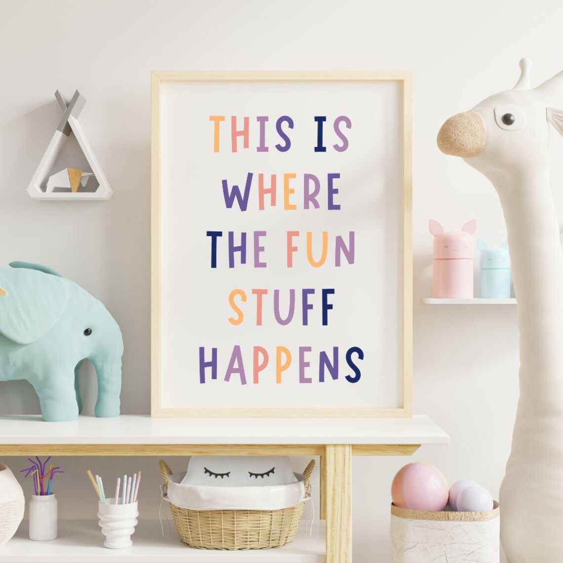 This Is Where The Fun Stuff Happens Colorful Kids Playroom Poster - Image 2